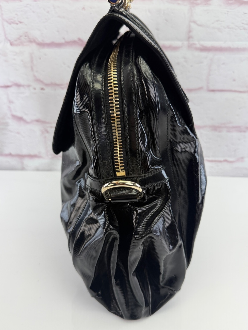 Gucci Black Dialux Red 'Pop' Bamboo Handle Bag - Picture 4 of 12